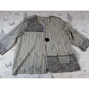 NEW Multiples Womens Artsy Jacket top lagenlook One Btn 3/4 slv plus size 2X